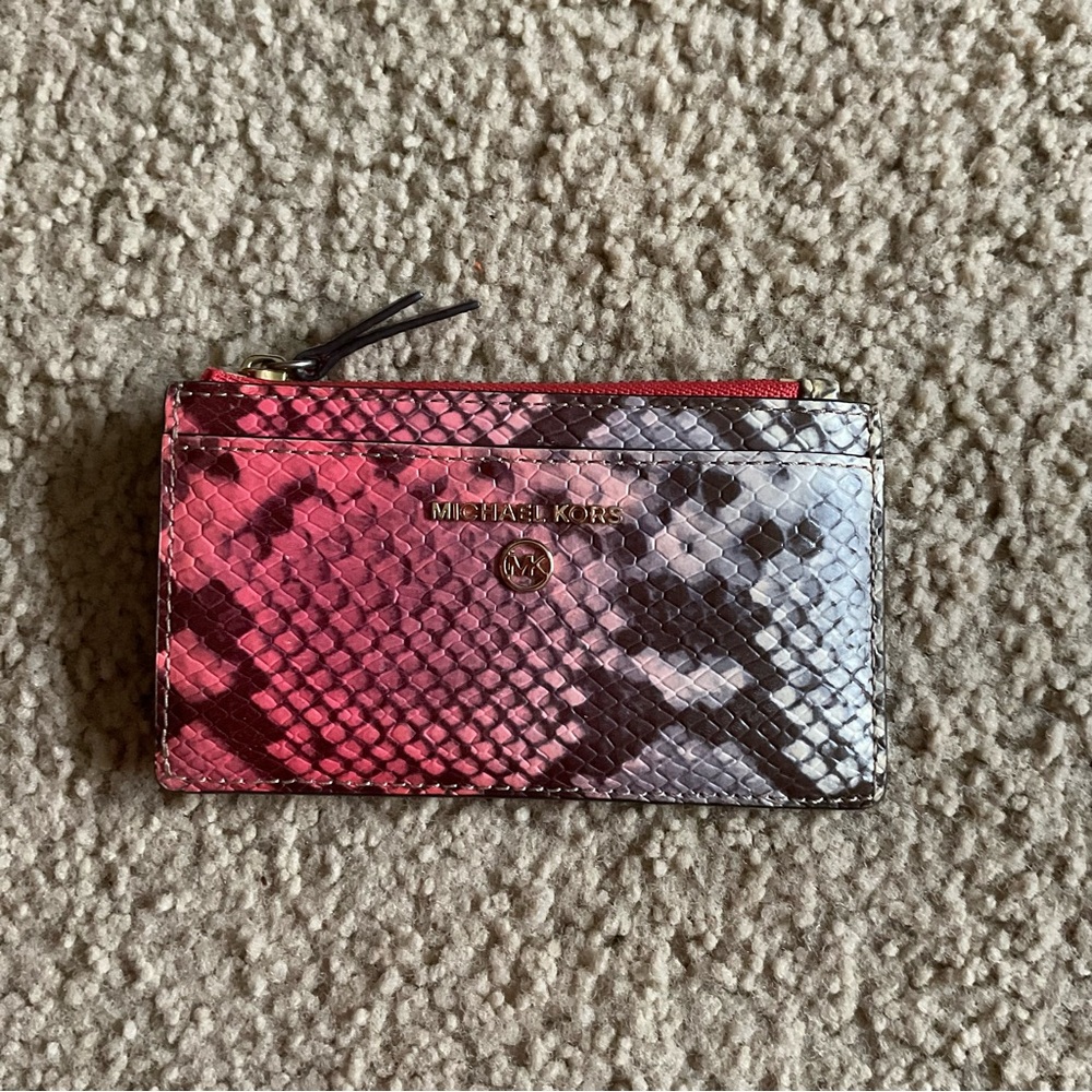 Michael Kors Snake-Print Card Case Wallet